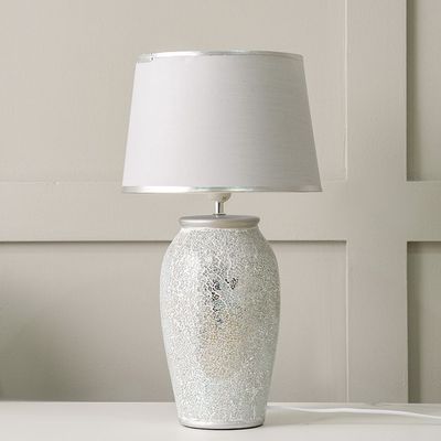 Hugo Ceramic Table Lamp - Silver/White - With 2-Year Warranty