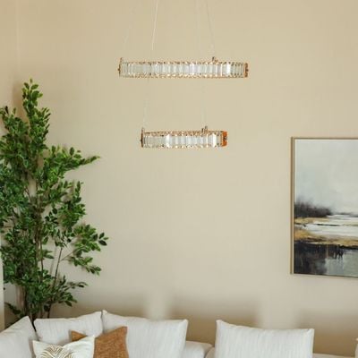 Concetta LED Chandelier - Crystal + Metal - Gold - 60x100 cm - With 2-Year Warranty