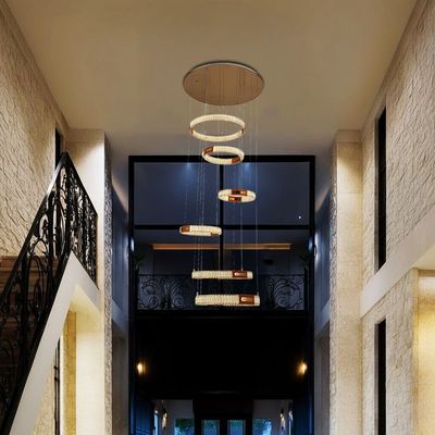 Concetta LED Staircase Chandelier - Crystal+Metal - Gold - D80xh300 