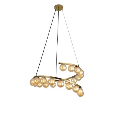 Kiara Chandelier - Metal+Glass D65x65xH150 - Antique Brass