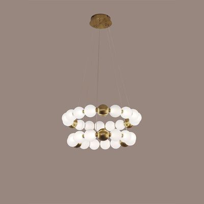 Rochelle LED Chandelier-Metal+Acrylic-Antique Brass-D60x60xH15