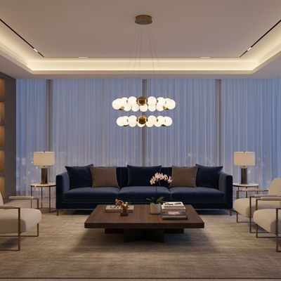 Rochelle LED Chandelier-Metal+Acrylic-Antique Brass-D60x60xH15