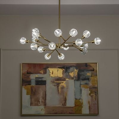 Delfina Chandelier Metal+Glass 65X65Xh120 G9 Antique Brass 67051-12C