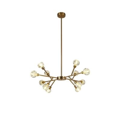 Delfina Chandelier Metal+Glass 65X65Xh120 G9 Antique Brass 67051-12C