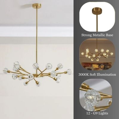 Delfina Chandelier Metal+Glass - Antique Brass - 65x65xH120