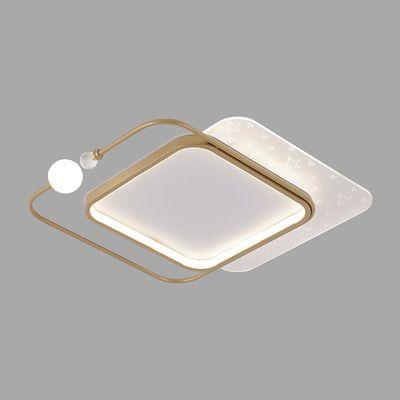 مصباح سقف إلزا LED - معدن + أكريليك - ذهبي - طول 50 × عرض 50 × ارتفاع 10 سم