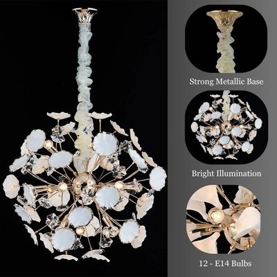 Roma Chandelier - Ceramic+Metal+Crystal - Golden - D60xH120xW60 