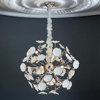 Roma Chandelier - Ceramic+Metal+Crystal - Golden - D60xH120xW60 