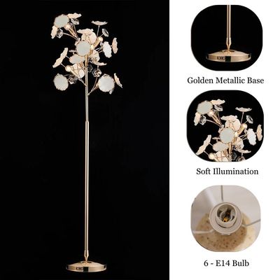 Roma Floor Lamp - Ceramic+Metal+Crystal - Golden - D60xH120xW60 