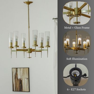 Viviana Chandelier - Metal Plated+Glass - Copper - D60xH53 