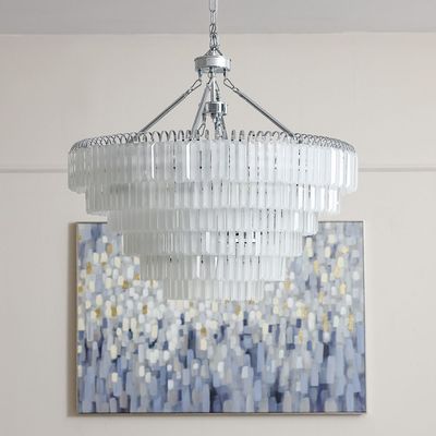 Kara Chandelier Metal Plated+Glass D80Xh68Xh120 E14 White/Chrome Md29093(Md29097)-18+9