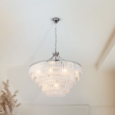 Kara Chandelier Metal Plated+Glass D80Xh68Xh120 E14 White/Chrome Md29093(Md29097)-18+9