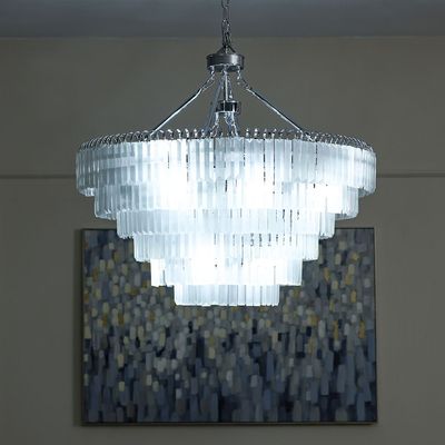 Kara Chandelier-Metal Plated+Glass-White/Chrome-D80xH68xH120