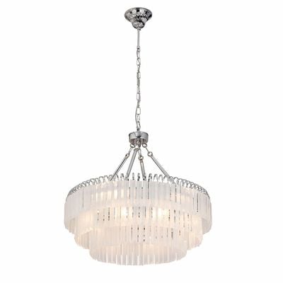 Kara Chandelier Metal Plated+Glass D60X48Xh120 E14 White/Chrome Md29093(Md29097)-12