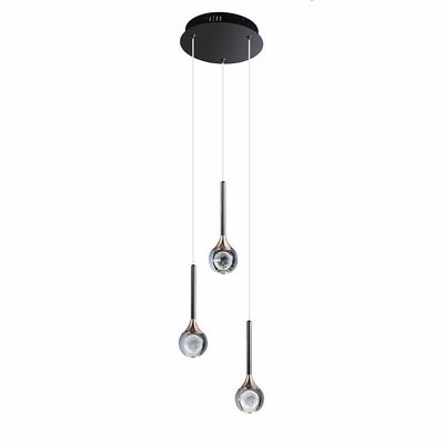 Enzo Set Pendant Ss + Alu+Crystal D30 Xh20 Xw30 Led Black/Clear Zl2564/3Sp