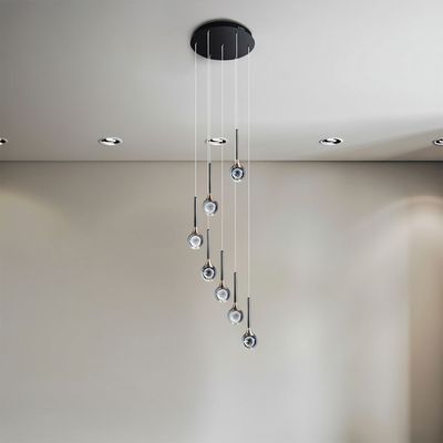 Enzo LED Chandelier - Stainless Steel + Alu+Crystal - Black/Clear - D65xH20xW65 Enzo LED Chandelier - Stainless Steel + Alu+Crystal - Black/Clear - D65xH20xW65