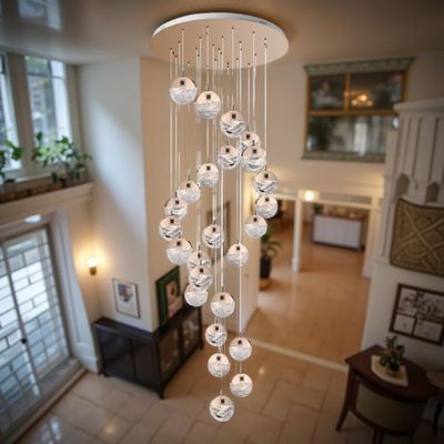 Alisse LED Staircase Chandelier - Gold/Clear - SS + Alu+Crystal D85xH22xW85 