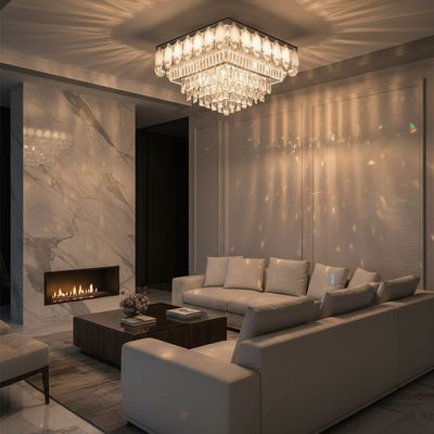 Talim LED Flushmount - Stainless Steel+Crystal+Acrylic - 60x60 cm  Talim LED Flushmount - Stainless Steel+Crystal+Acrylic - 60x60 cm