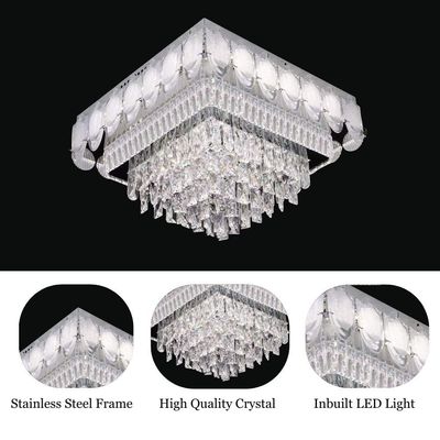 مصباح سقف مثبت من تاليم LED - مصنوع من الفولاذ المقاوم للصدأ + الكريستال + الأكريليك - 60 × 60 سم  مصباح سقف مثبت من تاليم LED - مصنوع من الفولاذ المقاوم للصدأ + الكريستال + الأكريليك - 60 × 60 سم
