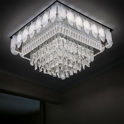 Talim LED Flushmount - Stainless Steel+Crystal+Acrylic - 60x60 cm 