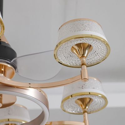 Lori Ceiling Fan with LED - Iron+Alu+Acrylic - Golden+Black - 76*H53 cm  