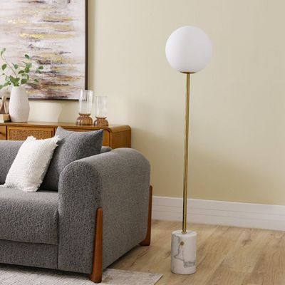 Hampton Metal+Glass Floor Lamp 20*H150 E27 Gold+White Fl1044