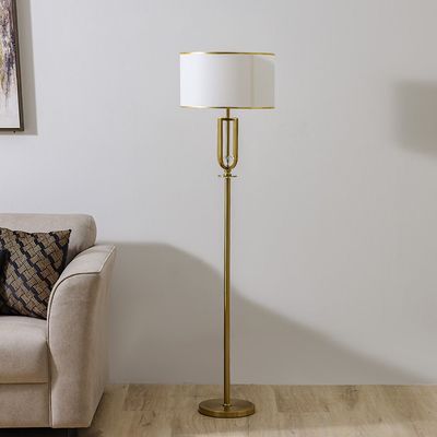 Hampton Floor Lamp - Gold/White - With 2-Year Warranty