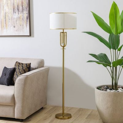 Hampton Metal+Shade Floor Lamp 40*H165 E27 Gold Fl1046