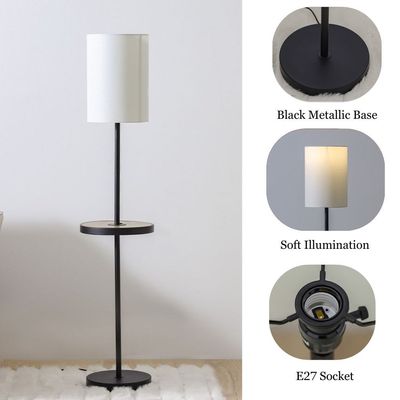 Hampton Metal+Fabric Floor Lamp - Black  - 30x30x158 cm