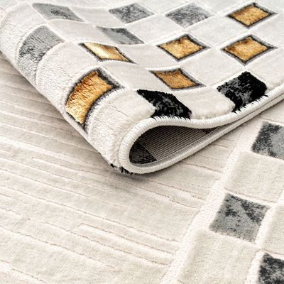 Galeria Lux Contemporary Rug - White, Black & Gold - 240x340 cm