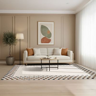 Galeria Lux Contemporary Rug - White, Black & Gold - 240x340 cm