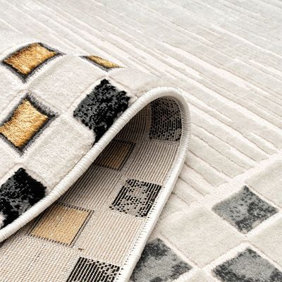 Galeria Lux Contemporary Rug - White, Black & Gold - 240x340 cm