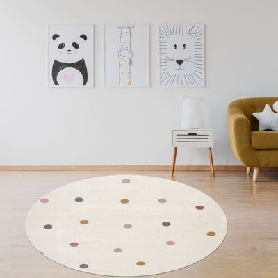 Dots Kids Rugs 150X150 White Multi
