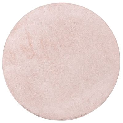 Plain Plush Solid Soft Fur Round Rugs 150X150 Pink