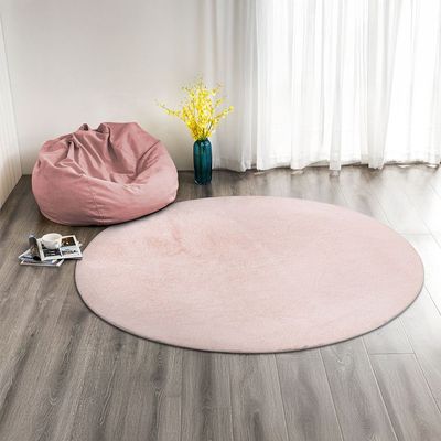 Plain Plush Solid Soft Fur Round Rugs 150X150 Pink