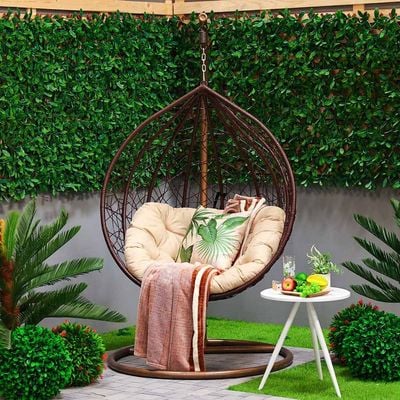 Archi 1-Seater Swing Chair with Cushion - Brown/Beige 