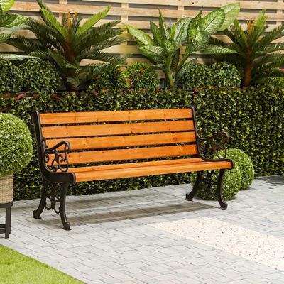 Garden 2 Seater Park Bench - Brown