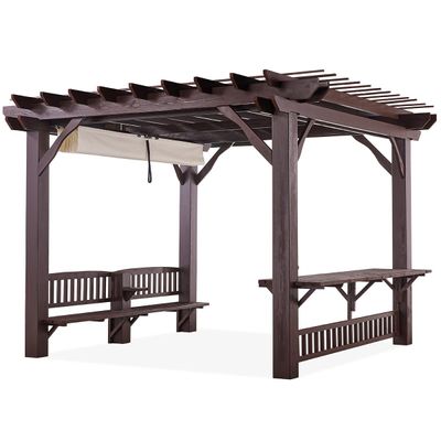 Natural Wooden Pergola - Brown - 3.8x3.8 M