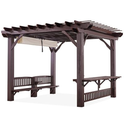 Natural Wooden Pergola - Brown - 3.8x3.8 M