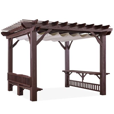 Natural Wooden Pergola - Brown - 3.8x3.8 M