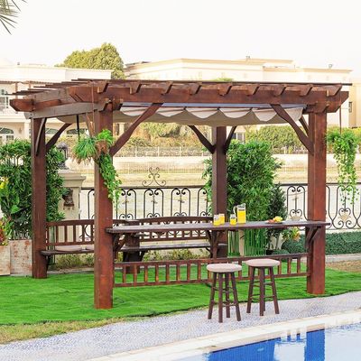 Natural Wooden Pergola - Brown - 3.8x3.8 M