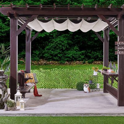 Natural Wooden Pergola - Brown - 3.8x3.8 M