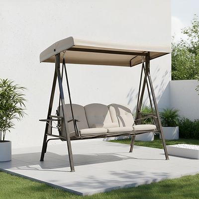 Aldora 3-Seater Swing with Canopy - Beige - With 1-year Warranty
