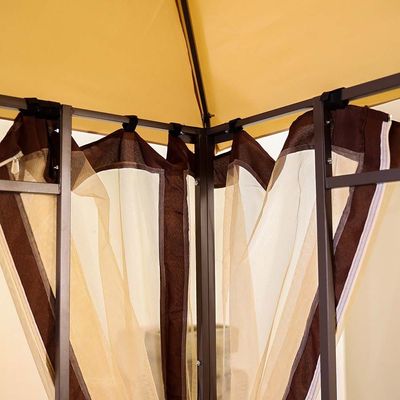 Bruno Steel Frame Square Gazebo with Mosquito Nets - Beige - 300x300x280 cm