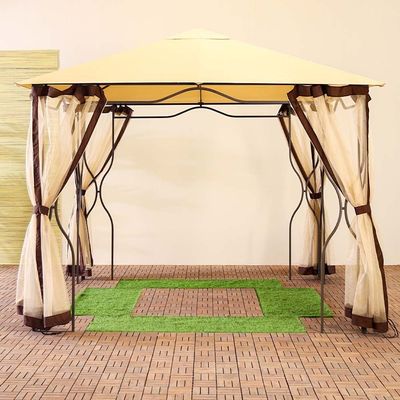 Bruno Steel Frame Square Gazebo with Mosquito Nets - Beige - 300x300x280 cm