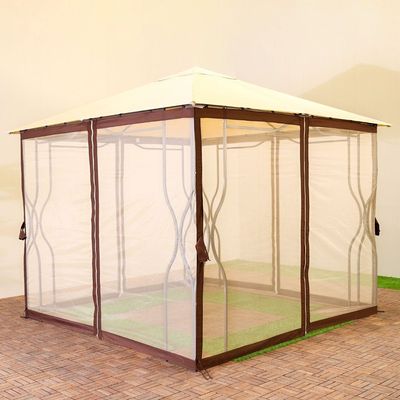 Bruno Steel Frame Square Gazebo with Mosquito Nets - Beige - 300x300x280 cm