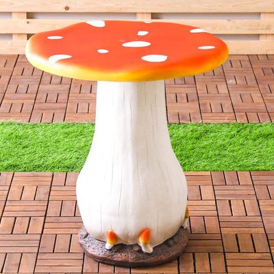 Cement Mushroom 4-Seater Outdoor Dining Set - Cream/Orange