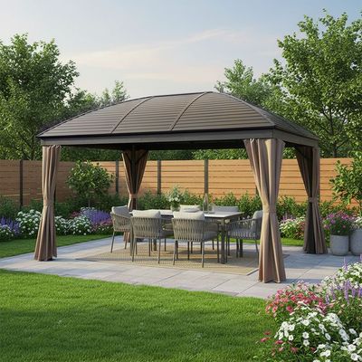 New Montero Metal Gazebo - Brown - With 1-Year Warranty