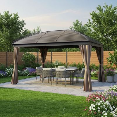 New Montero Metal Gazebo - Brown - With 1-Year Warranty