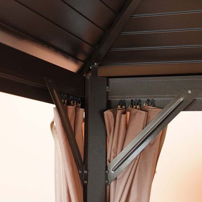 New Montero Metal Gazebo with Curtains - Brown